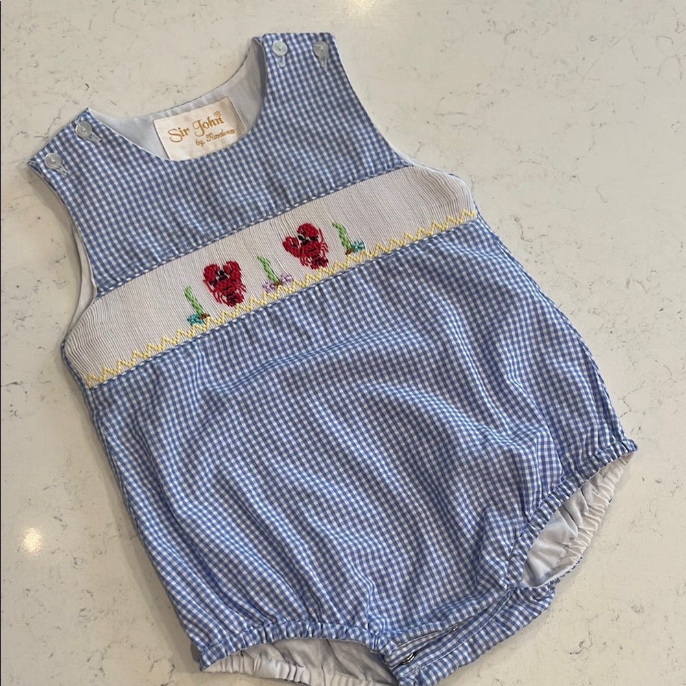 Sir John by Rosalina Lobster Smocked Bubble.  Size 3M